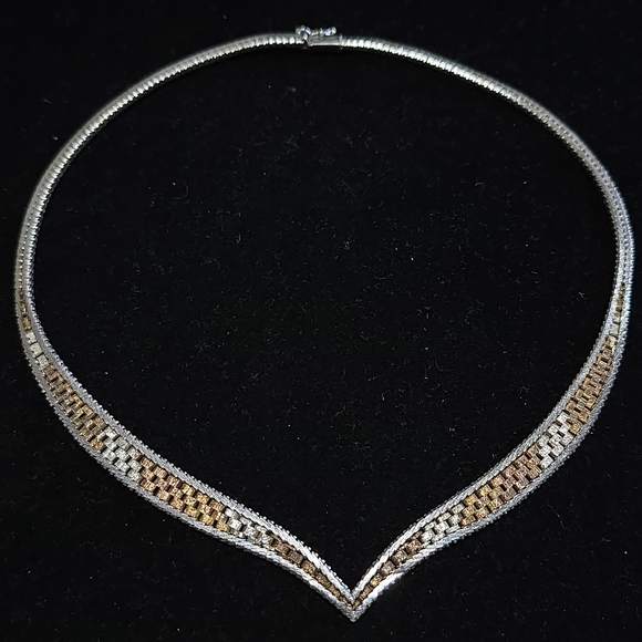 Jewelry - Vintage Sterling Silver chain necklace silver & bronze color